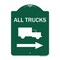 Signmission Trucks Sign All Trucks W/ Truck & Right Arrow, Green & White Aluminum Sign, 18" x 24", GW-1824-22782 A-DES-GW-1824-22782 - alternate 1